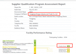 祝陽(yáng)江恒裕工貿(mào)有限公司通過(guò)WCA/SQP驗(yàn)廠，并取得WCA最高等級(jí)綠燈86分
